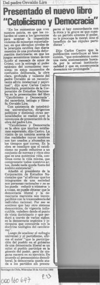 Presentado el nuevo libro "Catolicismo y Democracia"  [artículo].
