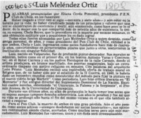 Luis Meléndez Ortiz  [artículo] Eliana Cerda Pimentel.