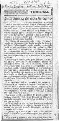 Decadencia de don Antonio  [artículo] David Ojeda Leveque.
