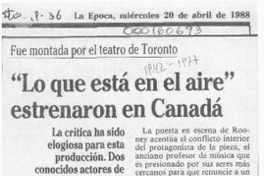 "Lo que está en el aire" estrenaron en Canadá  [artículo].
