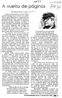 A vuelta de páginas  [artículo] Marino Muñoz Lagos.