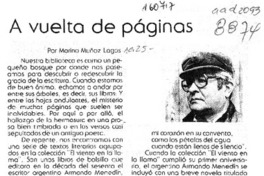 A vuelta de páginas  [artículo] Marino Muñoz Lagos.