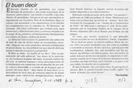El buen decir  [artículo] Tito Castillo.