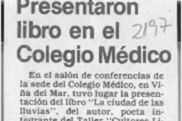 Presentaron libro en el Colegio Médico  [artículo].