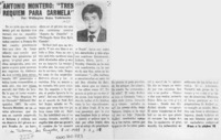 Antonio Montero, "Tres requiem para Carmela"  [artículo] Wellington Rojas Valdebenito.
