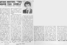 Antonio Montero, "Tres requiem para Carmela"  [artículo] Wellington Rojas Valdebenito.