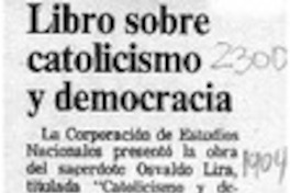 Libro sobre catolicismo y democracia  [artículo].