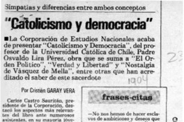 "Catolicismo y democracia"  [artículo] Cristián Garay Vera.
