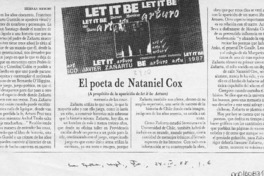 El poeta de Nataniel Cox  [artículo] Hernán Meschi.