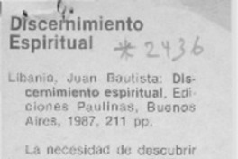 Discernimiento espiritual  [artículo] Renato Hevia.