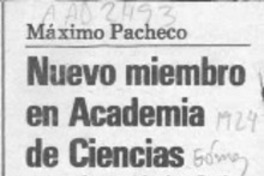 Nuevo miembro en Academia de Ciencias