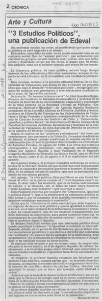 "3 estudios políticos", una publicación de Edeval