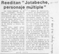 Reeditan "Jotabeche, personaje múltiple"  [artículo].