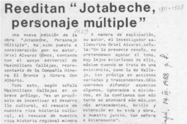 Reeditan "Jotabeche, personaje múltiple"  [artículo].
