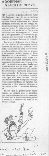 Dorfman ataca de nuevo  [artículo].