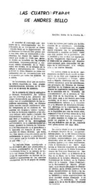 Las cuatro etapas de Andrés Bello  [artículo] Darío de la Fuente D.