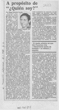A propósito de "Quién soy?"  [artículo] Hugo Rolando Cortés.