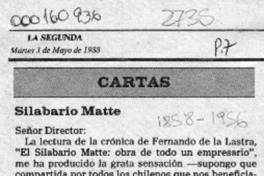 Silabario Matte  [artículo] Mario Farren Cornejo.