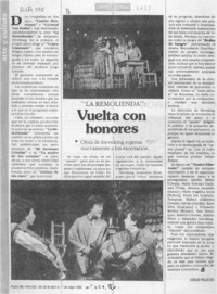 Vuelta con honores  [artículo] Sergio Palacios.