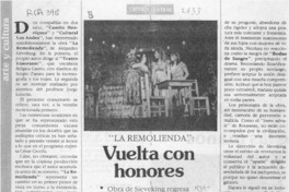 Vuelta con honores  [artículo] Sergio Palacios.