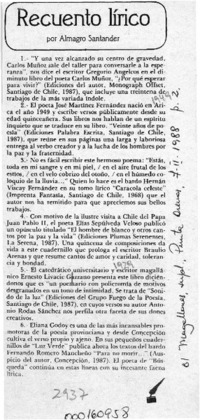 Recuento lírico  [artículo] Almagro Santander.