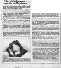 Rotary rindió homenaje a escritor de Magallanes  [artículo] José Raúl Barrientos.