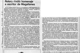Rotary rindió homenaje a escritor de Magallanes  [artículo] José Raúl Barrientos.