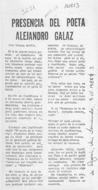 Presencia del poeta Alejandro Galaz  [artículo] José Vargas Badilla.