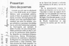 Presentan libro de poemas  [artículo].