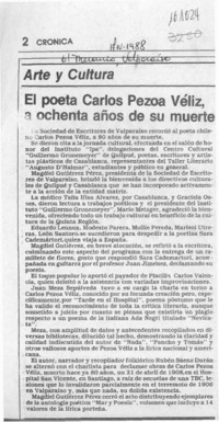 El Poeta Carlos Pezoa Véliz, a ochenta años de su muerte  [artículo].