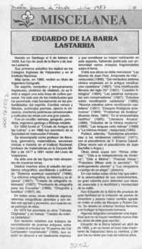 Eduardo de la Barra Lastarria  [artículo].