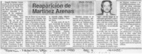 Reaparición de Martínez Arenas  [artículo] Mario Ferrero.