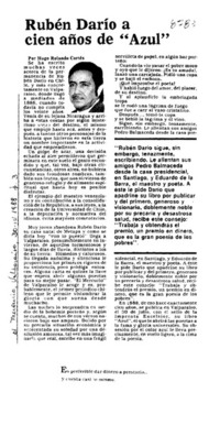 Rubén Darío a cien años de "Azul"  [artículo] Hugo Rolando Cortés.