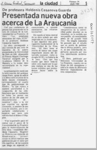 Presentada nueva obra acerca de La Araucanía  [artículo].