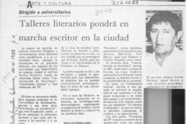 Talleres literarios pondrá en marcha escritor en la ciudad  [artículo].