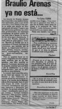 Braulio Arenas ya no está --  [artículo] Carlos Iturra.