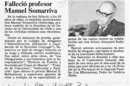 Falleció profesor Manuel Somarriva  [artículo].