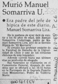 Murió Manuel Somarriva U.  [artículo].