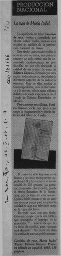 La Ruta de María Isabel  [artículo].