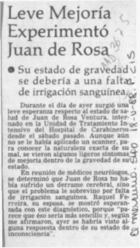 Leve mejoría experimentó Juan de Rosa