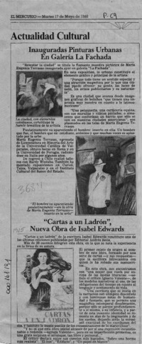 "Cartas a un Ladrón", nueva obra de Isabel Edwards  [artículo].