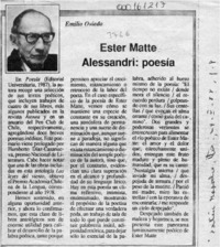 Ester Matte Alessandri, poesía  [artículo] Emilio Oviedo.