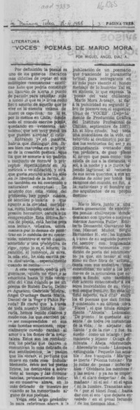 "Voces" poemas de Mario Mora