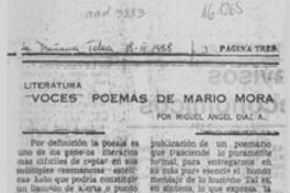 "Voces" poemas de Mario Mora