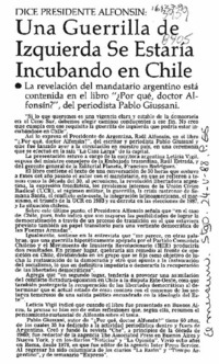 Una Guerrilla de izquierda se estaría incubando en Chile  [artículo].