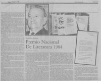 Premio Nacional de Literatura 1984  [artículo] Fernando de la Lastra.