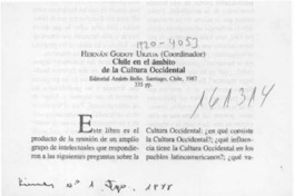 Chile en el ámbito de la cultura occidental  [artículo] Nicolás Cruz.
