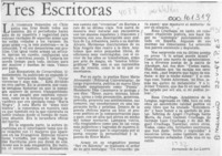 Tres escritoras  [artículo] Fernando de la Lastra.
