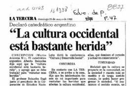 "La cultura occidental está bastante herida"  [artículo] Mario Aravena M.