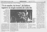 "Yo te amaba, tía Irene", de Isidora Aguirre, la magia nuestra de cada día  [artículo].